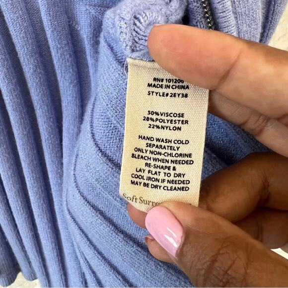 Soft Surroundings Blue Longline Gold Zip Geometric Cardigan Sweater Womens Small - Picture 15 of 15